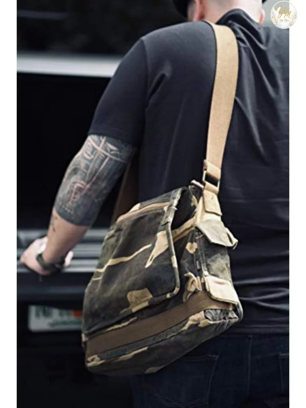Canvas Messenger Bag Cross Body Shoulder Satchel with 15.6 Inch Laptop